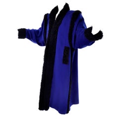 YSL Yves Saint Laurent Rive Gauche Cobalt Blue Wool Vintage Coat in Size 38