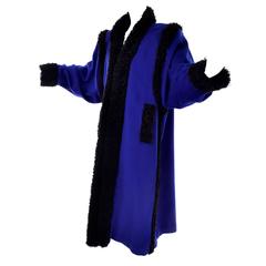 Yves Saint Laurent Rive Gauche Cobalt Blue Wool Vintage Coat YSL Size 38 9