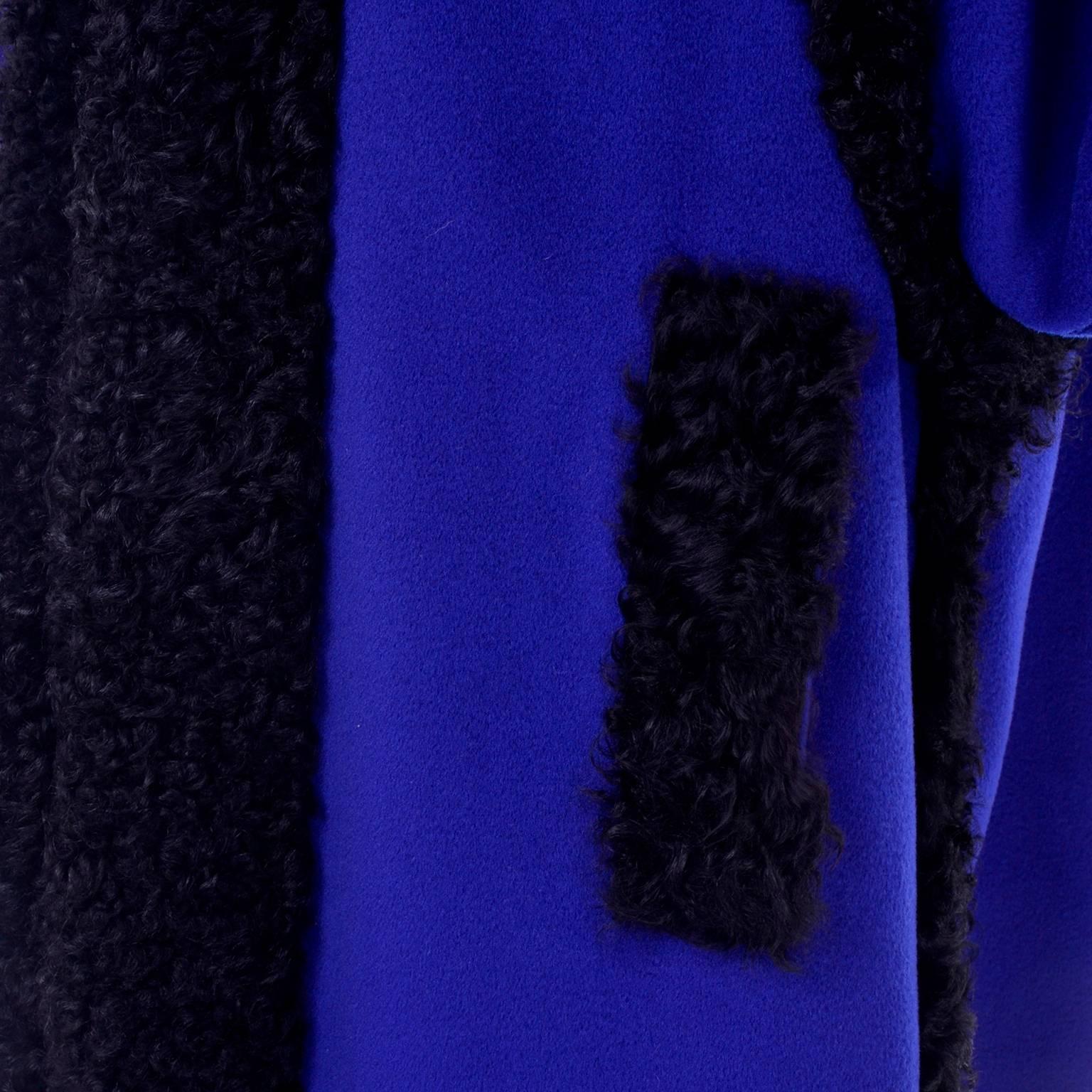 YSL Yves Saint Laurent Rive Gauche Cobalt Blue Wool Vintage Coat in Size 38 In Excellent Condition In Portland, OR