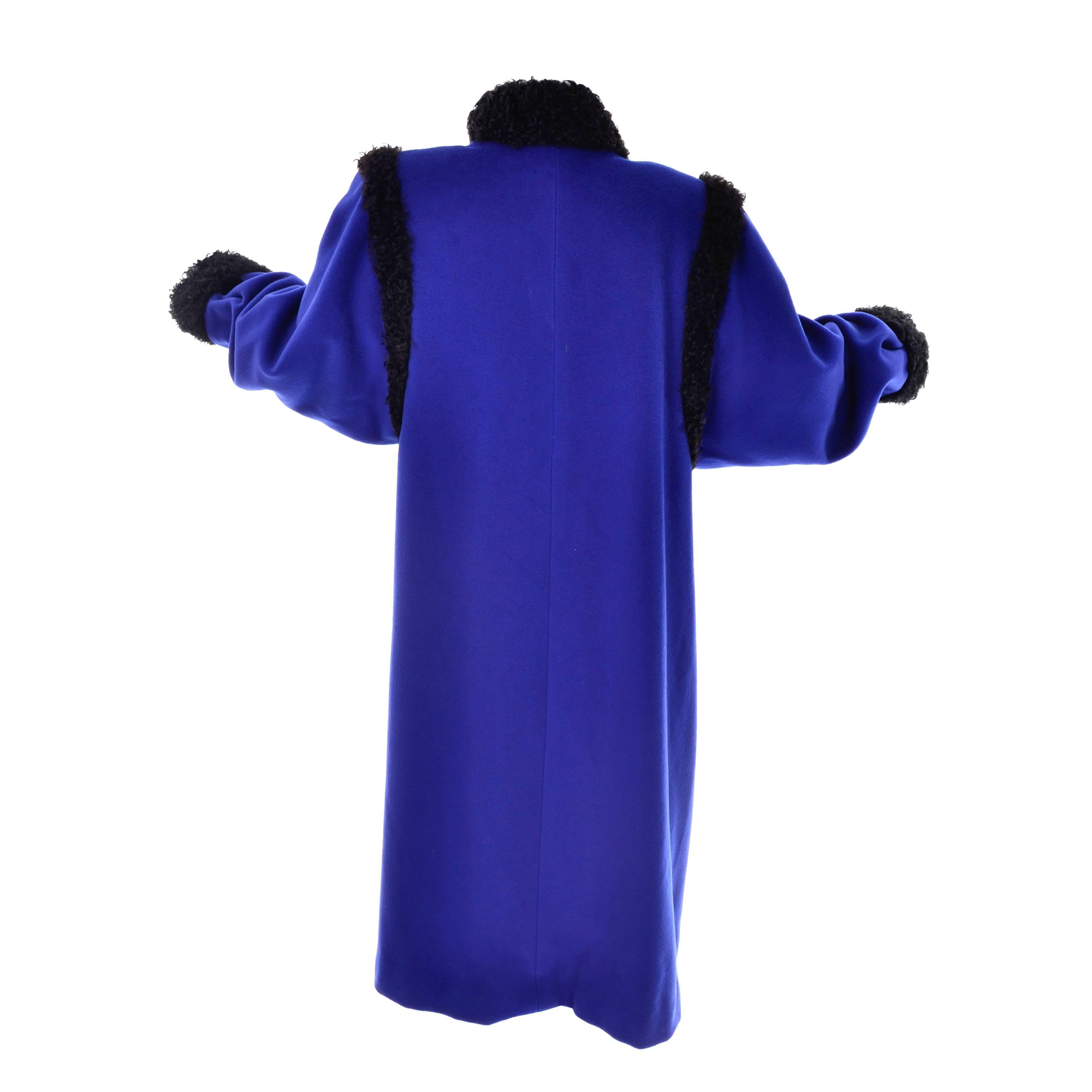 YSL Yves Saint Laurent Rive Gauche Cobalt Blue Wool Vintage Coat in Size 38 1