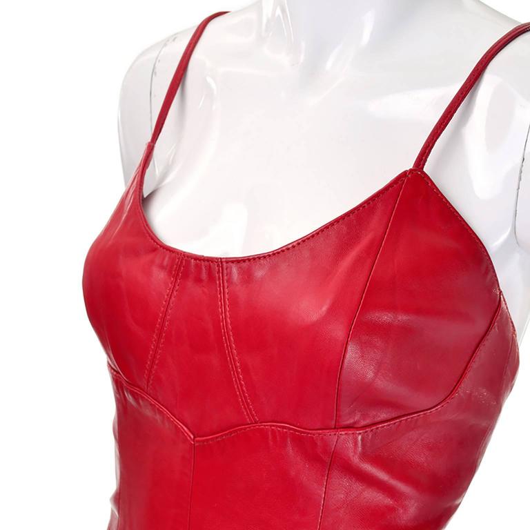 Michael Hoban North Beach Leather Bodycon Red Leather Vintage Dress 6 at  1stDibs | red leather dresses, vintage leather dress, red leather bodycon  dress