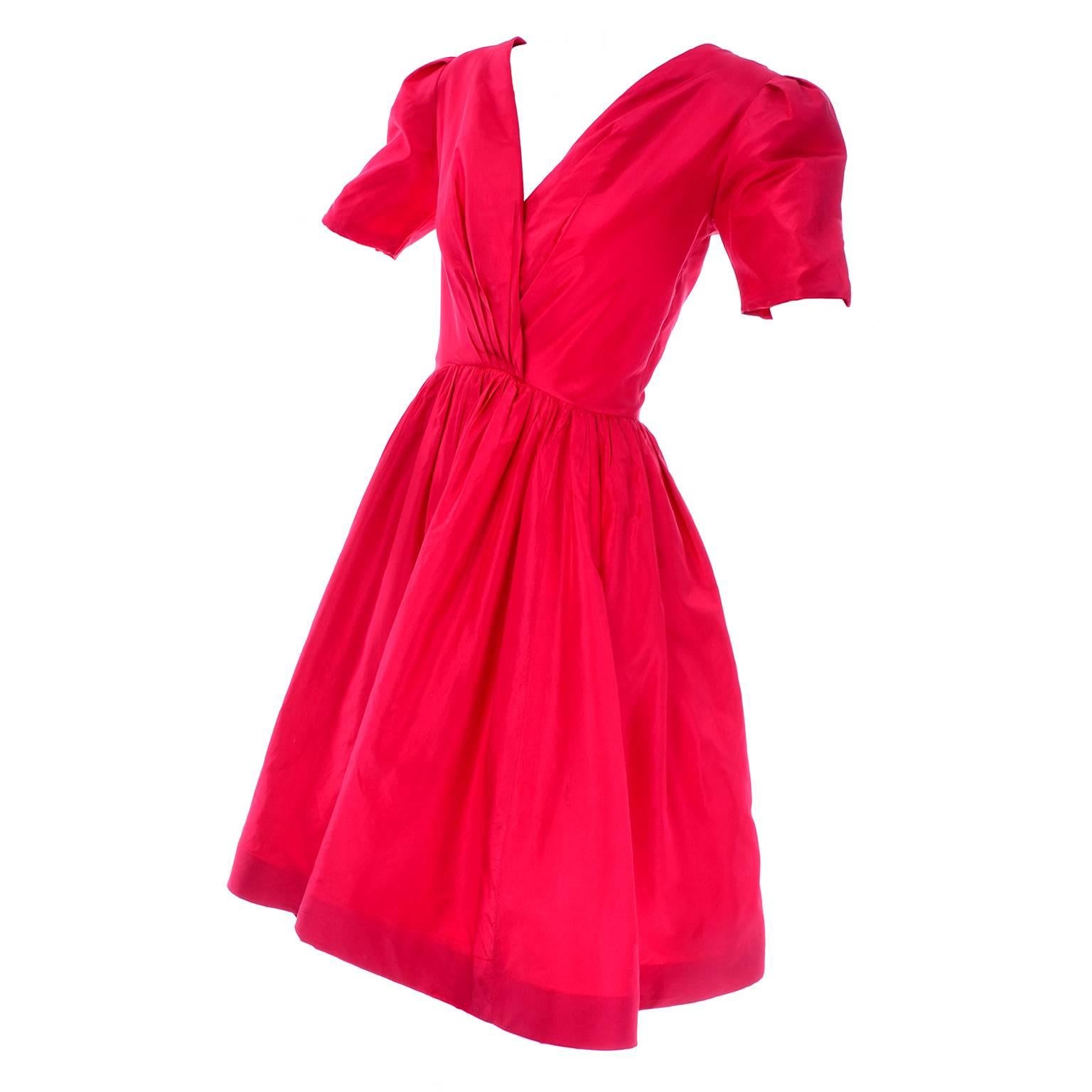 Oscar de la Renta Vintage Red Silk Party Dress from Bonwit Teller in Size 4/6
