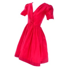 Oscar de la Renta Retro Red Silk Party Dress from Bonwit Teller in Size 4/6