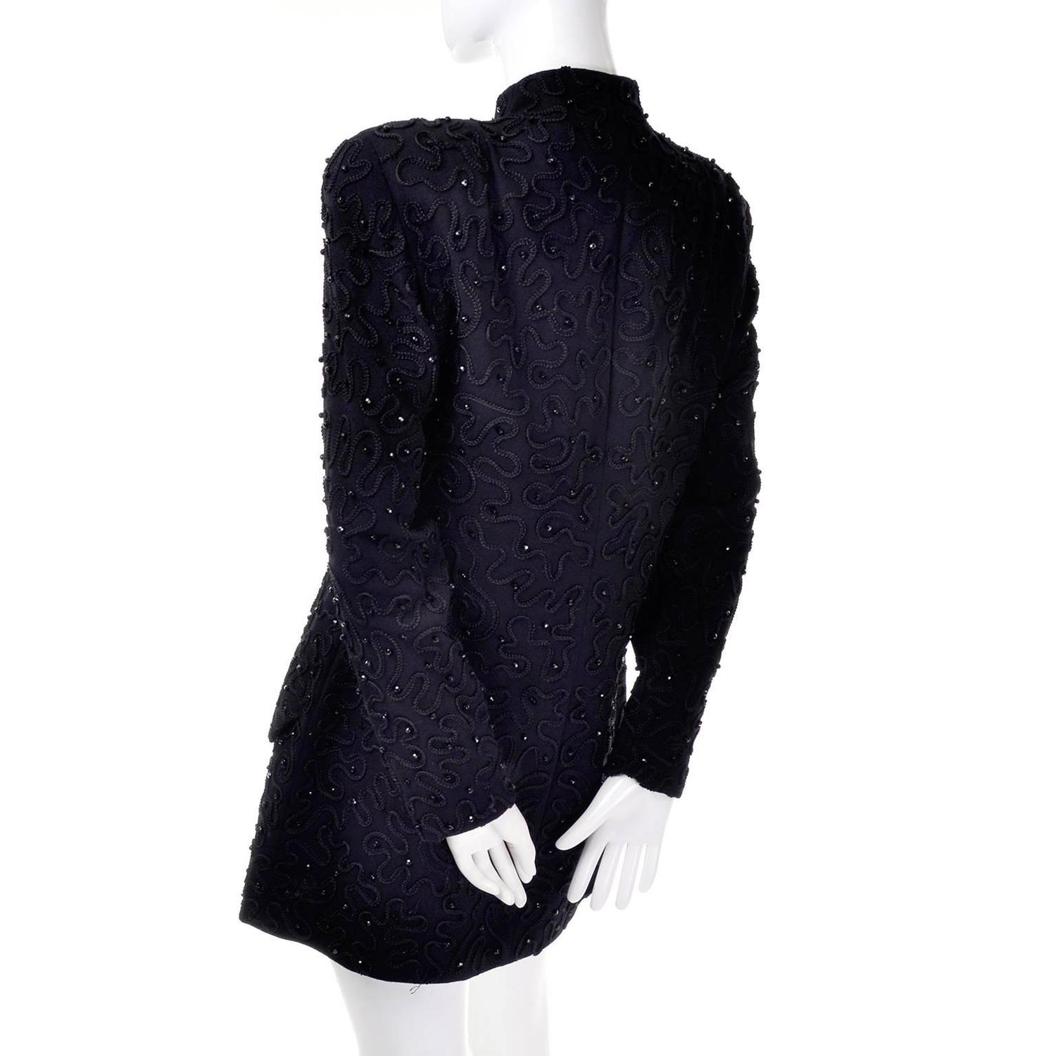 Early Donna Karan Black Label Beaded Black Evening Jacket