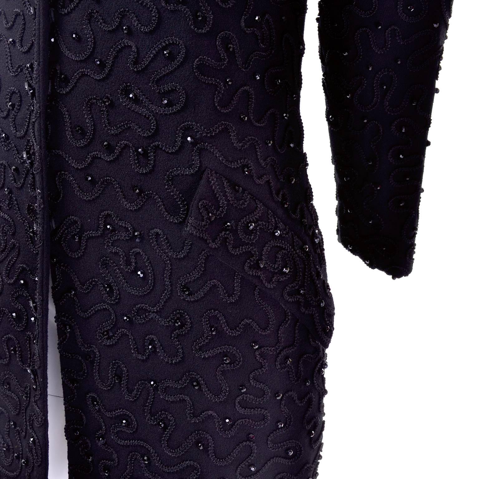 Early Donna Karan Black Label Beaded Black Evening Jacket  In Excellent Condition For Sale In Portland, OR