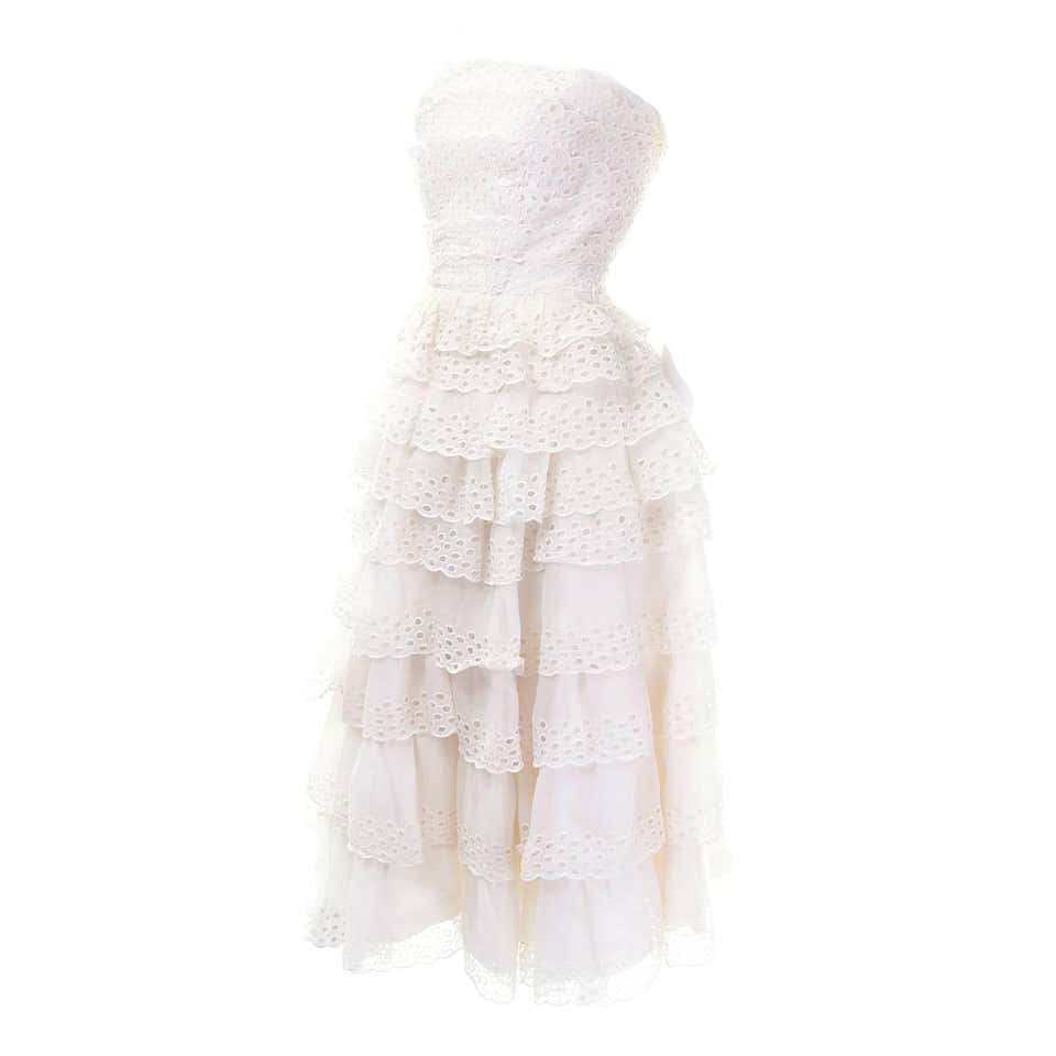 Vintage 1950's Suzy Perette Pink White Cotton Cocktail Dress at 1stDibs