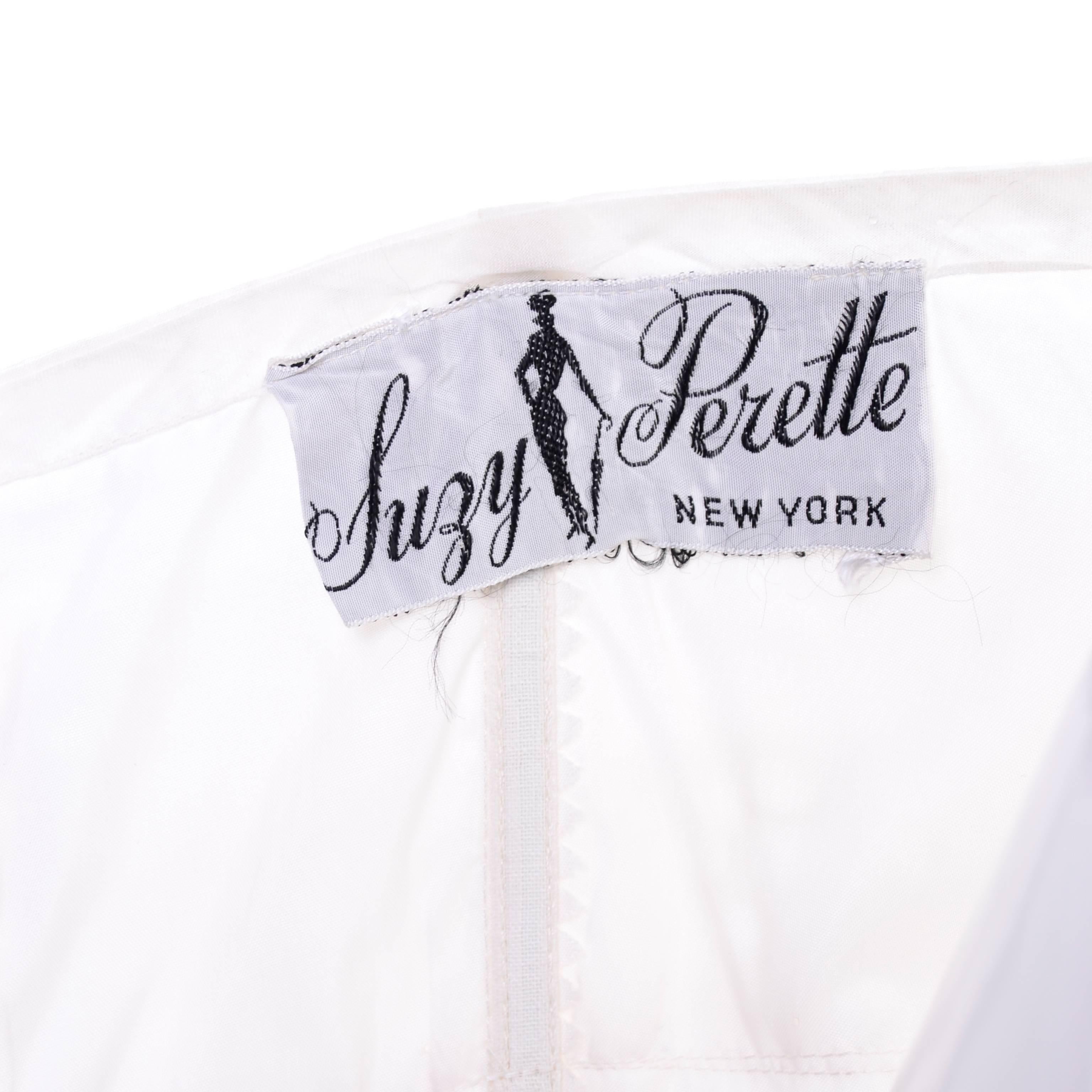 Weißes gerafftes trägerloses Vintage-Kleid von Suzy Perette mit Ösen 2/4 2