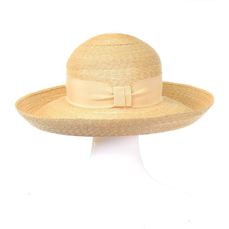 Vintage Patricia Underwood Wide Brim Straw Hat With Ribbon  display picture 3