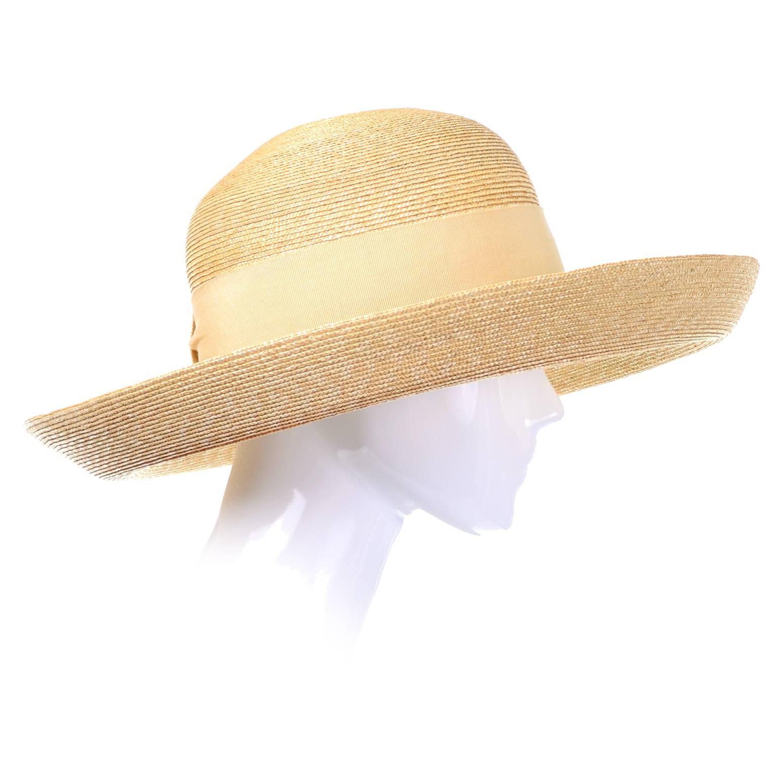 vintage straw hat with ribbon