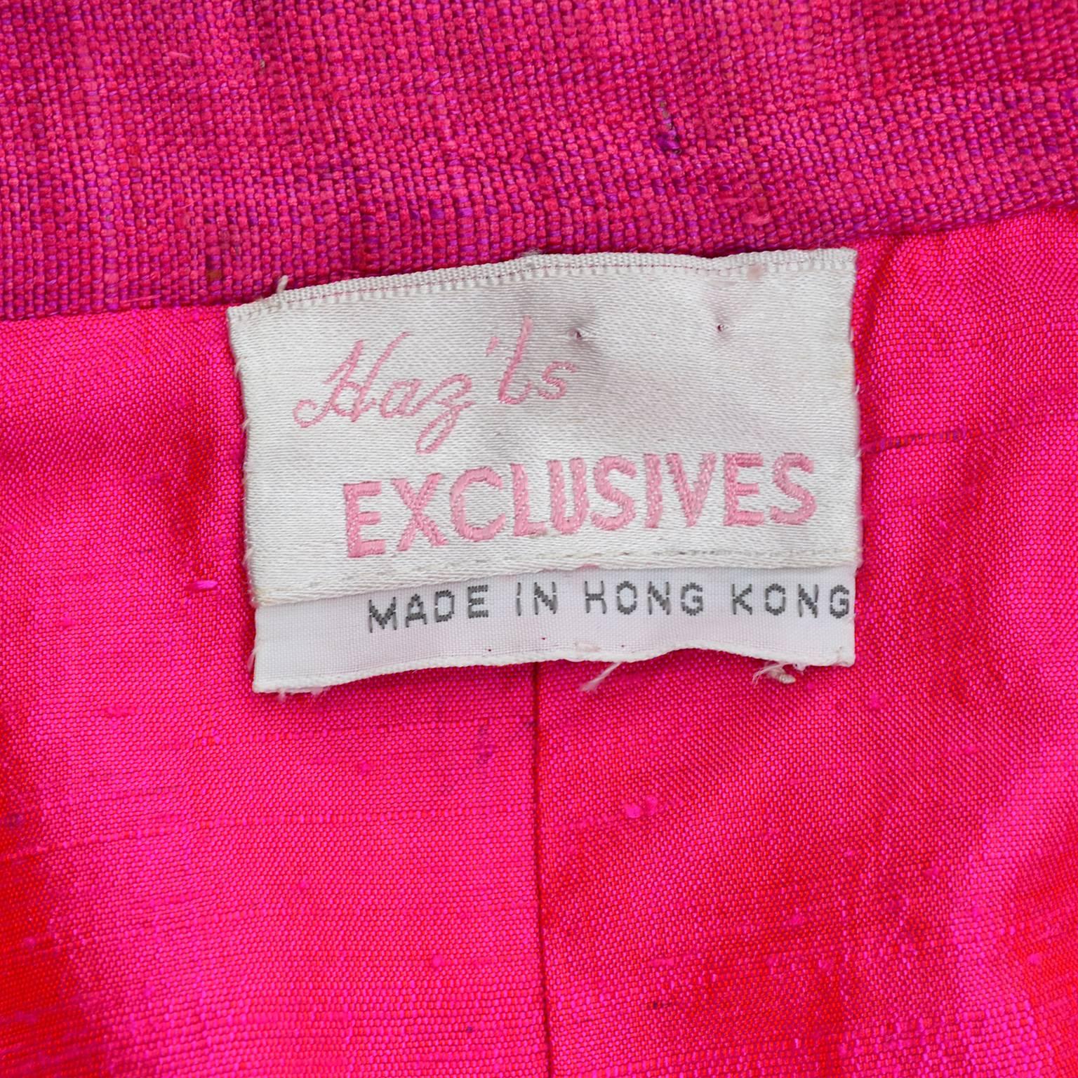 1960s Pink Silk Vintage Evening Coat Haz'ls Exclusives Made in Hong Kong 1