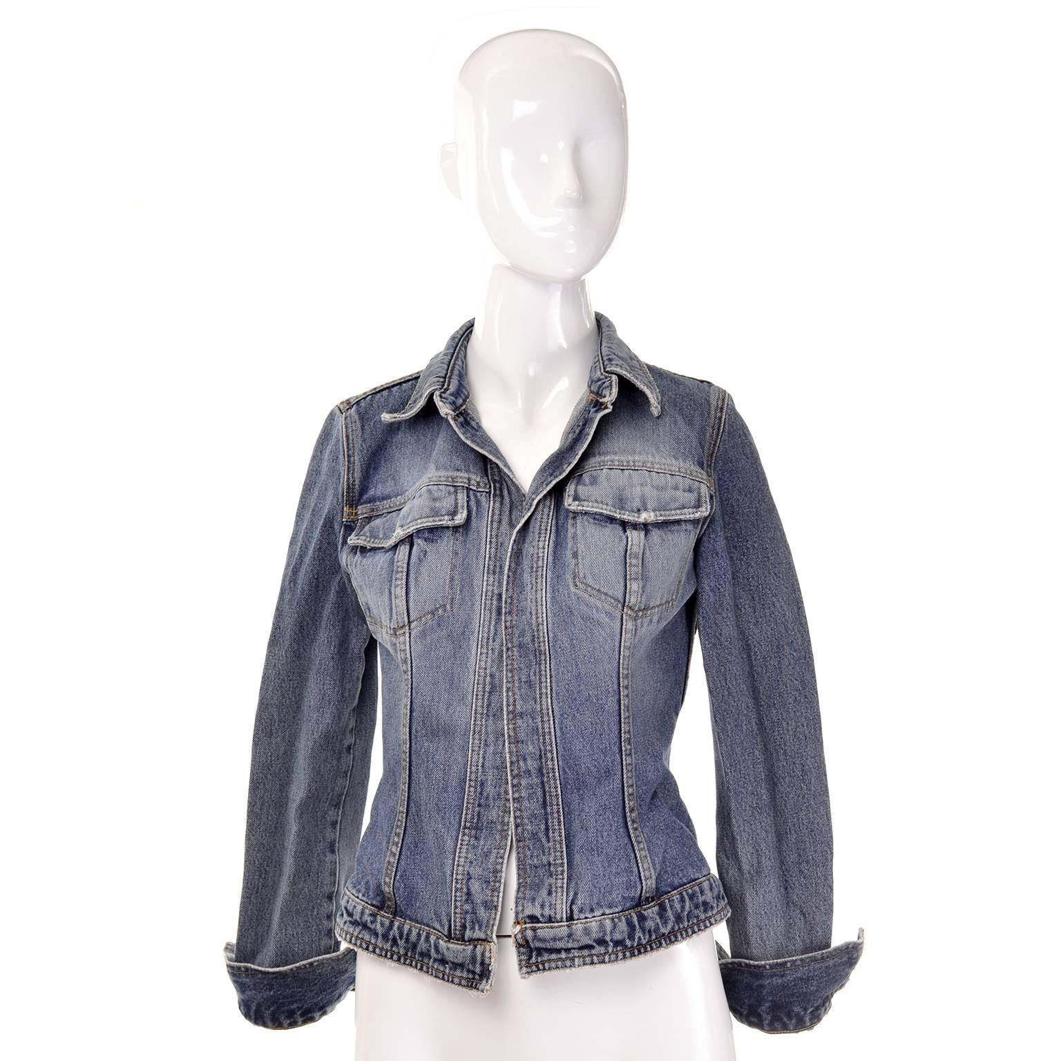 Dolce and Gabbana Distressed Jean Denim Jacket Italy Size 2 For Sale at ...