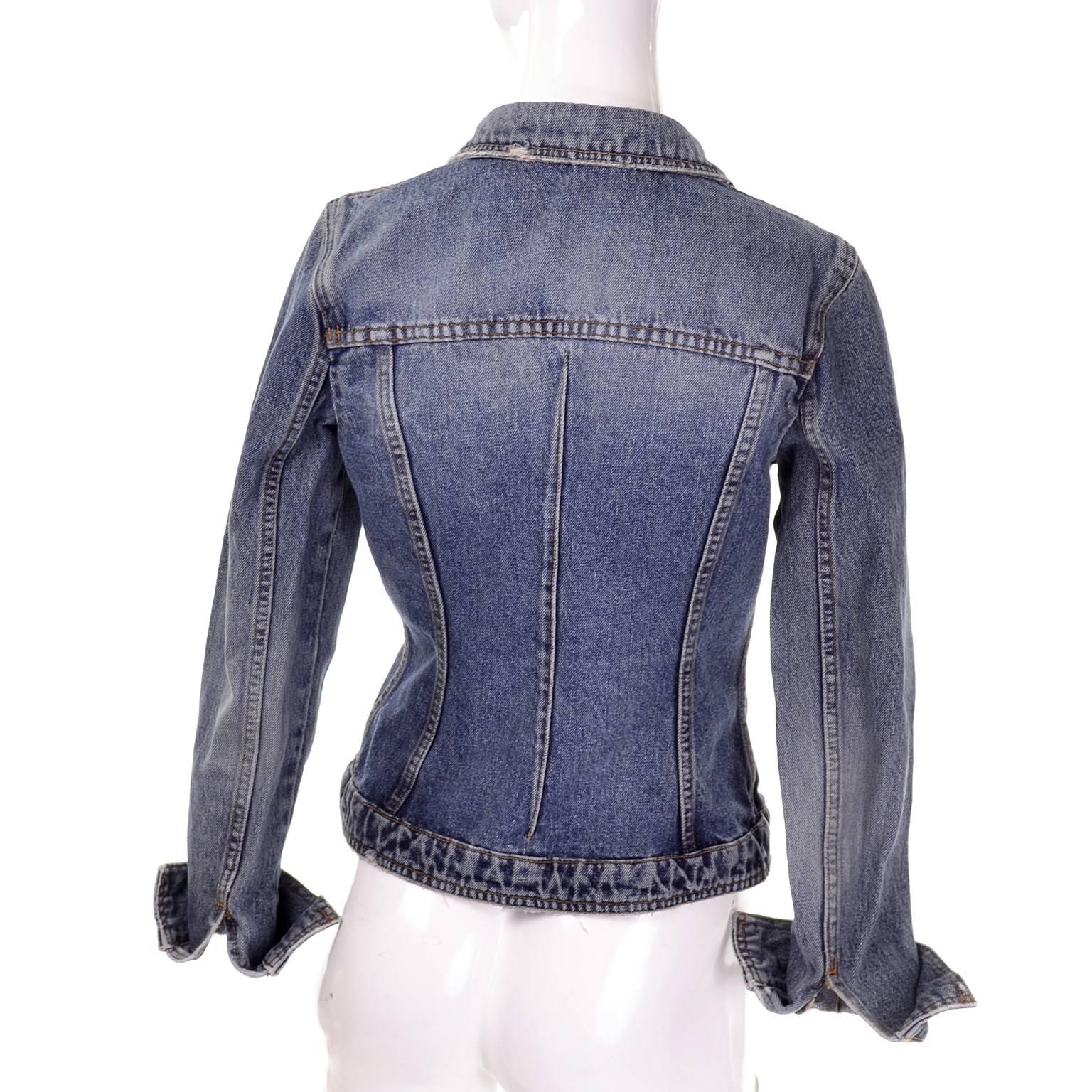 Dolce and Gabbana Distressed Jean Denim Jacket Italy Size 2 For Sale at ...