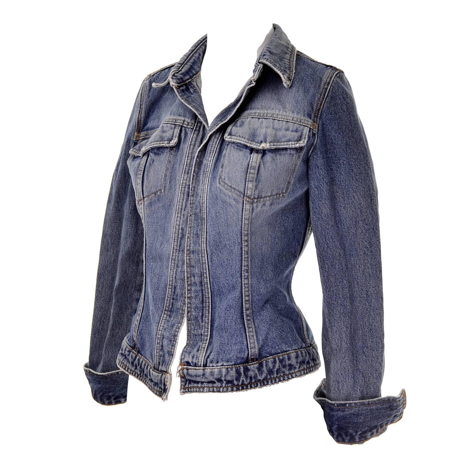 Dolce and Gabbana Distressed Jean Denim Jacket Italy Size 2 For Sale at ...