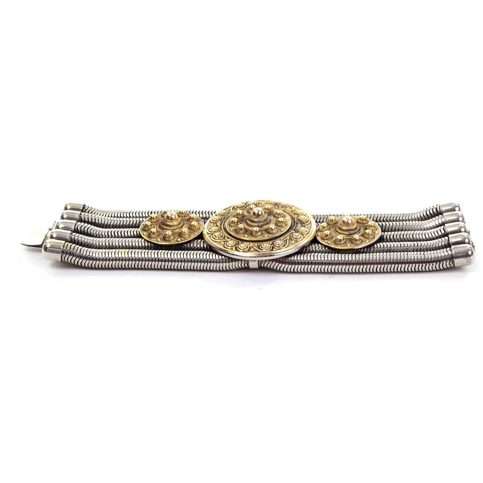 1980er Jahre Edouard Rambaud Paris Vintage-Armband, signiert in gemischtem Metall 1