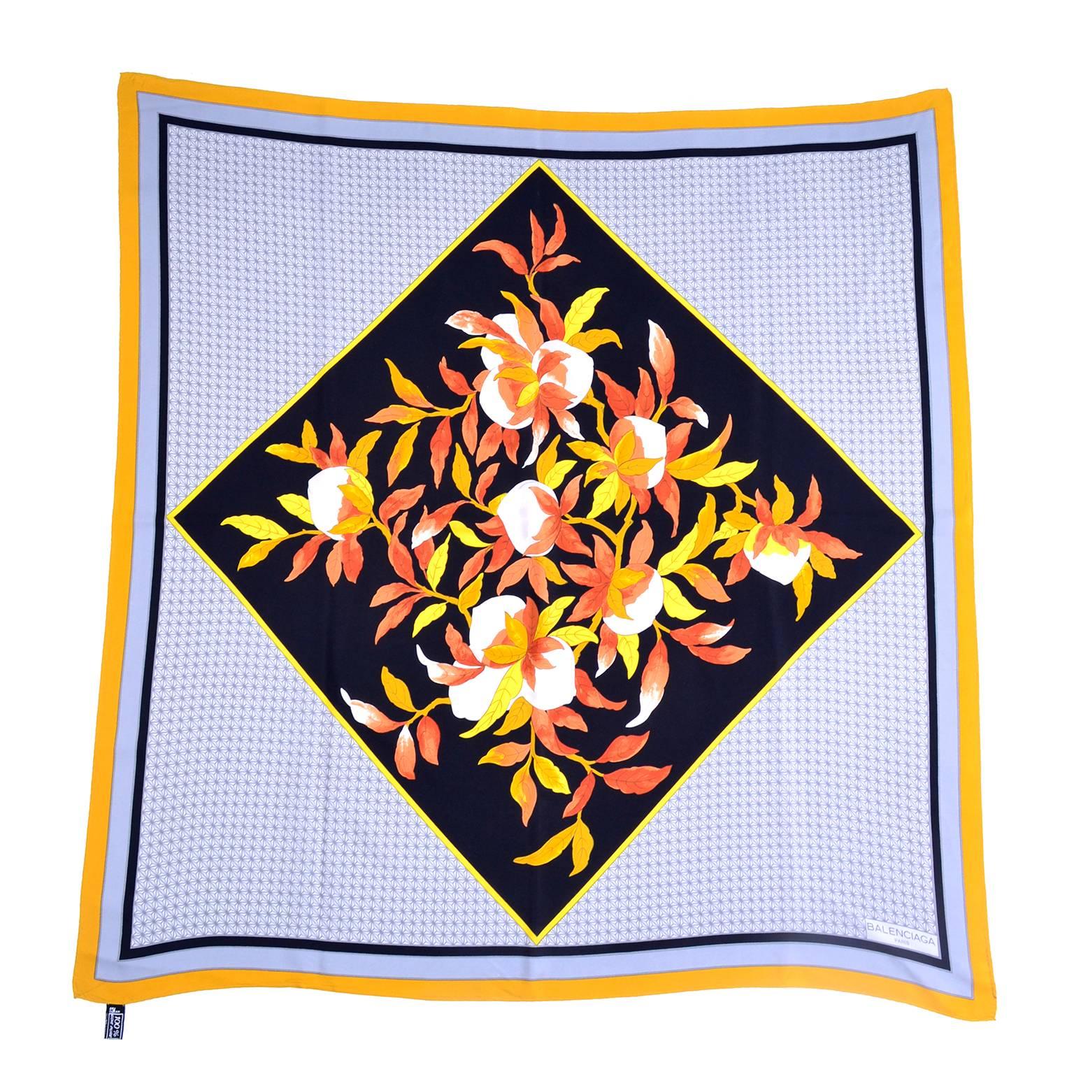 Balenciaga Bold Abstract floral silk scarf at 1stDibs
