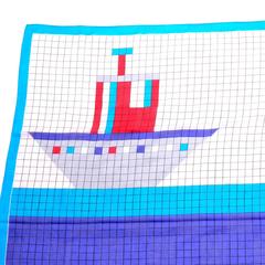 Oversized Rare Geoffrey Beene Novelty Vintage Scarf 100% Cotton Drummer Boat