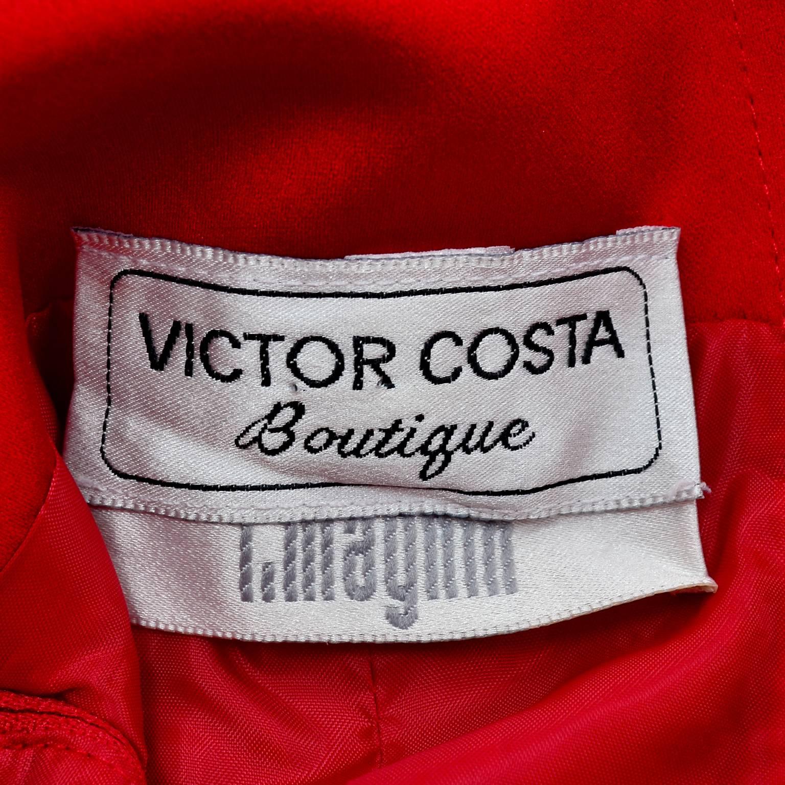 Victor Costa I Magnin Red Off Shoulder Vintage Dress Evening Ballgown In Excellent Condition In Portland, OR