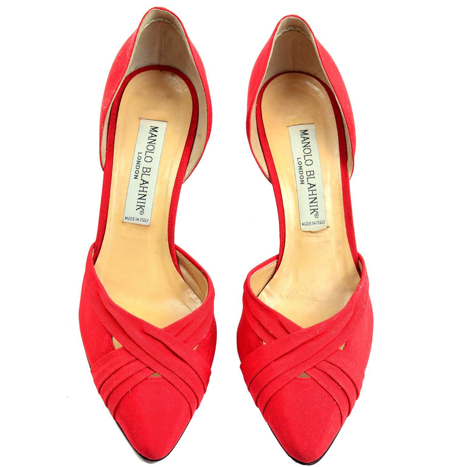 De las mujeres Manolo Blahnik London Vintage Zapatos rojos Tacones 8.5