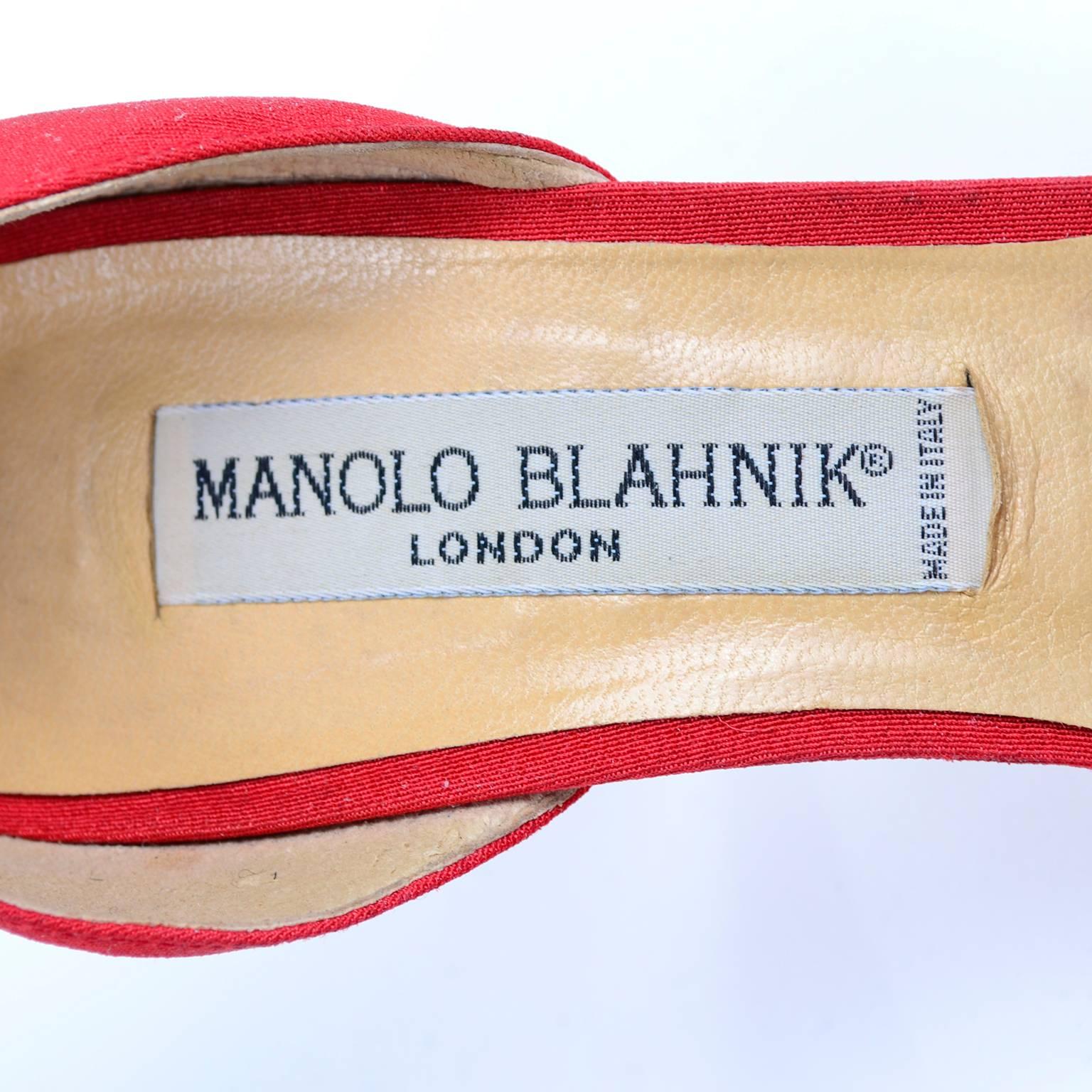 Women's Manolo Blahnik London Vintage Red Shoes Heels 8.5