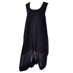 Vintage 1990s Issey Miyake Lightweight 100% Wool Drop Crotch Jumpsuit Romper Dress