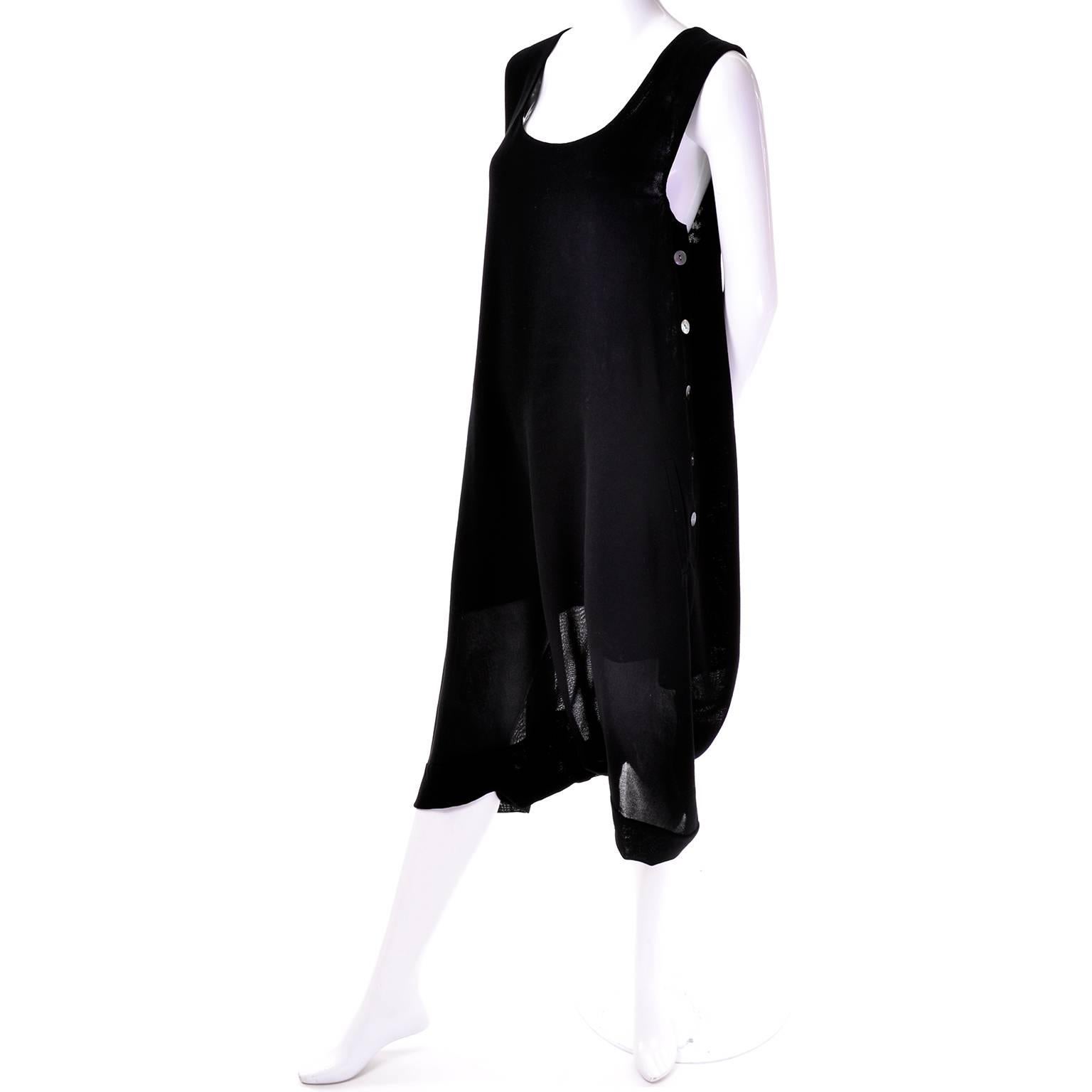 1990s Issey Miyake Lightweight 100% Wool Drop Crotch Jumpsuit Romper Dress 3
