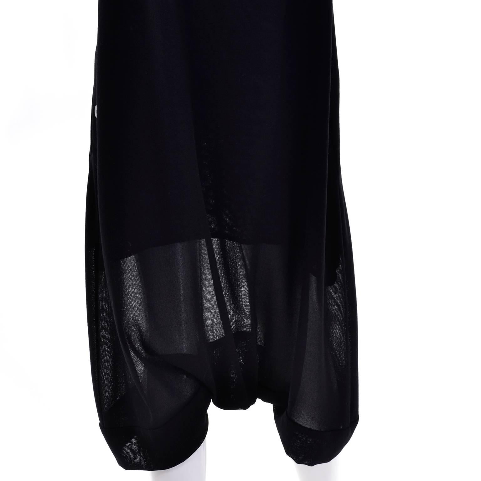 1990s Issey Miyake Lightweight 100% Wool Drop Crotch Jumpsuit Romper Dress 2
