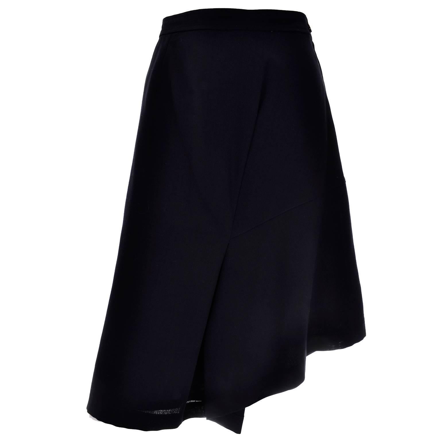 Comme des Garcons Vintage Avant Garde Asymmetrical Wool Skirt