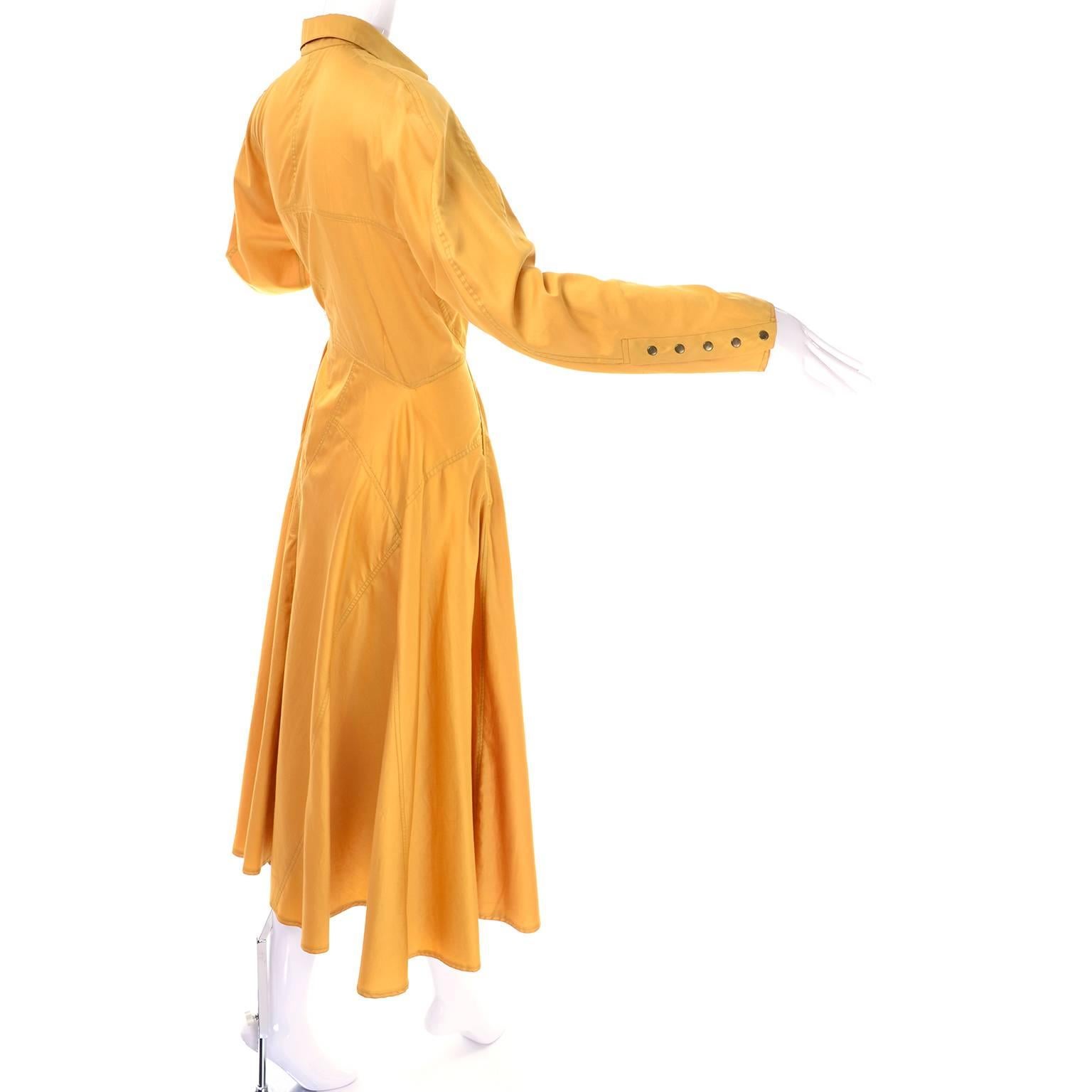 1980s Alaia Vintage Mustard Marigold Dress With a Full Skirt Size 10 French 42 1