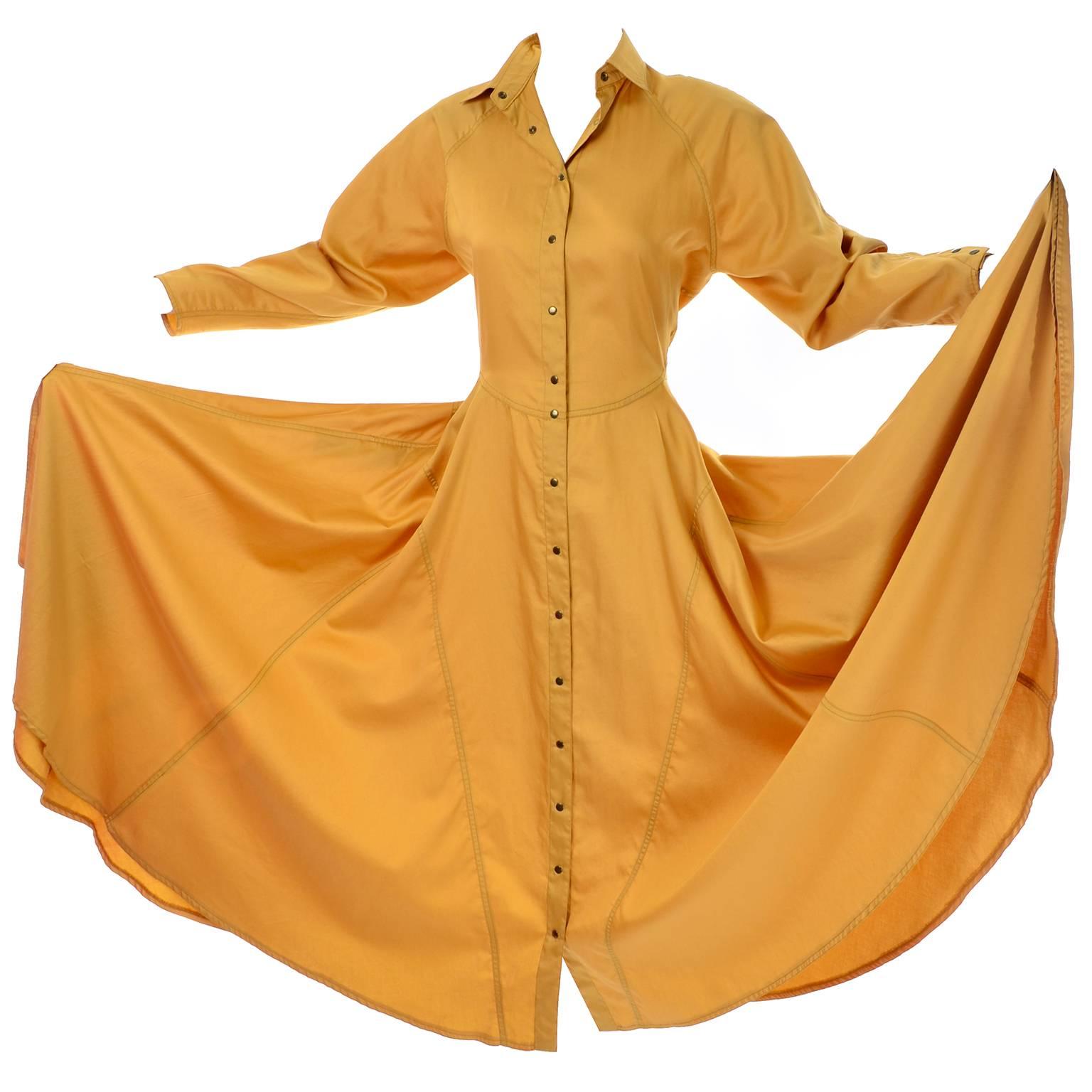 Orange 1980s Alaia Vintage Mustard Marigold Dress With a Full Skirt Size 10 French 42