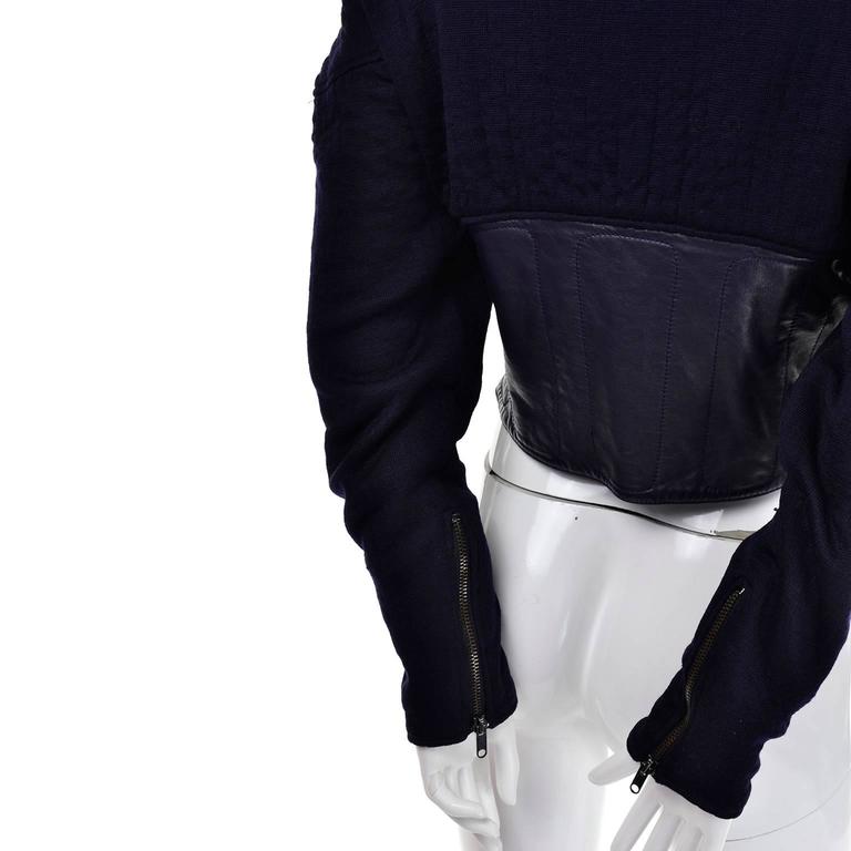 Claude Montana wool cashmere Vintage Super High Neck Zip-Up coat Jacket outerwear Navy 38/4 main image 0