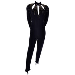 Tadashi Studded Vintage Jumpsuit Stirrups Keyhole Openings Medium