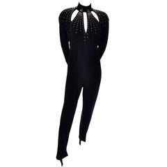 Studded Tadashi Vintage Jumpsuit Stirrups Keyhole Openings Medium 5