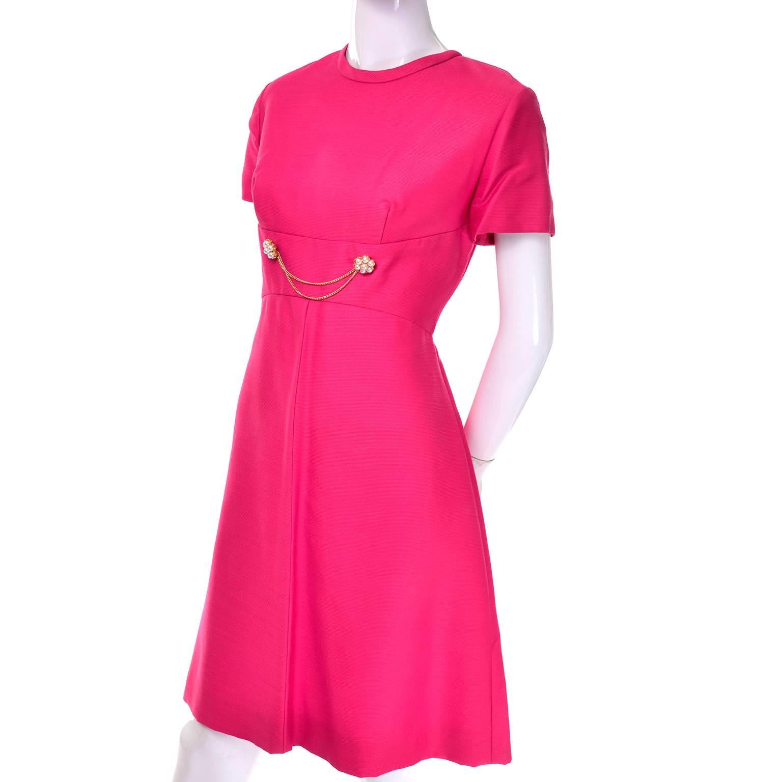 1960s Emma Domb Pink Dress and Coat Suit Ensemble Excellent Condition 2