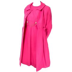 1960s Emma Domb Pink Dress and Coat Suit Ensemble Excellent Condition
