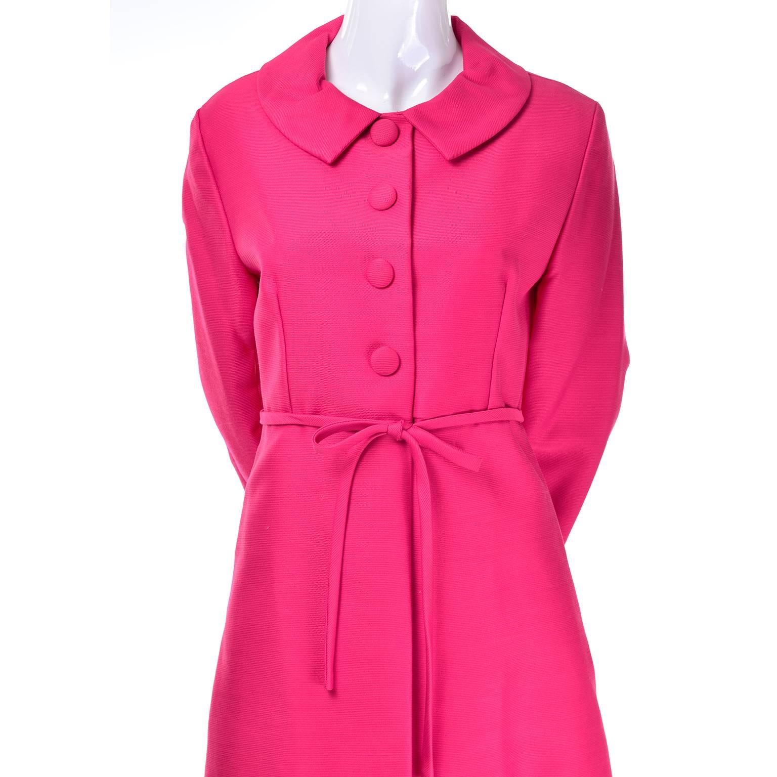 1960s Emma Domb Pink Dress and Coat Suit Ensemble Excellent Condition 1