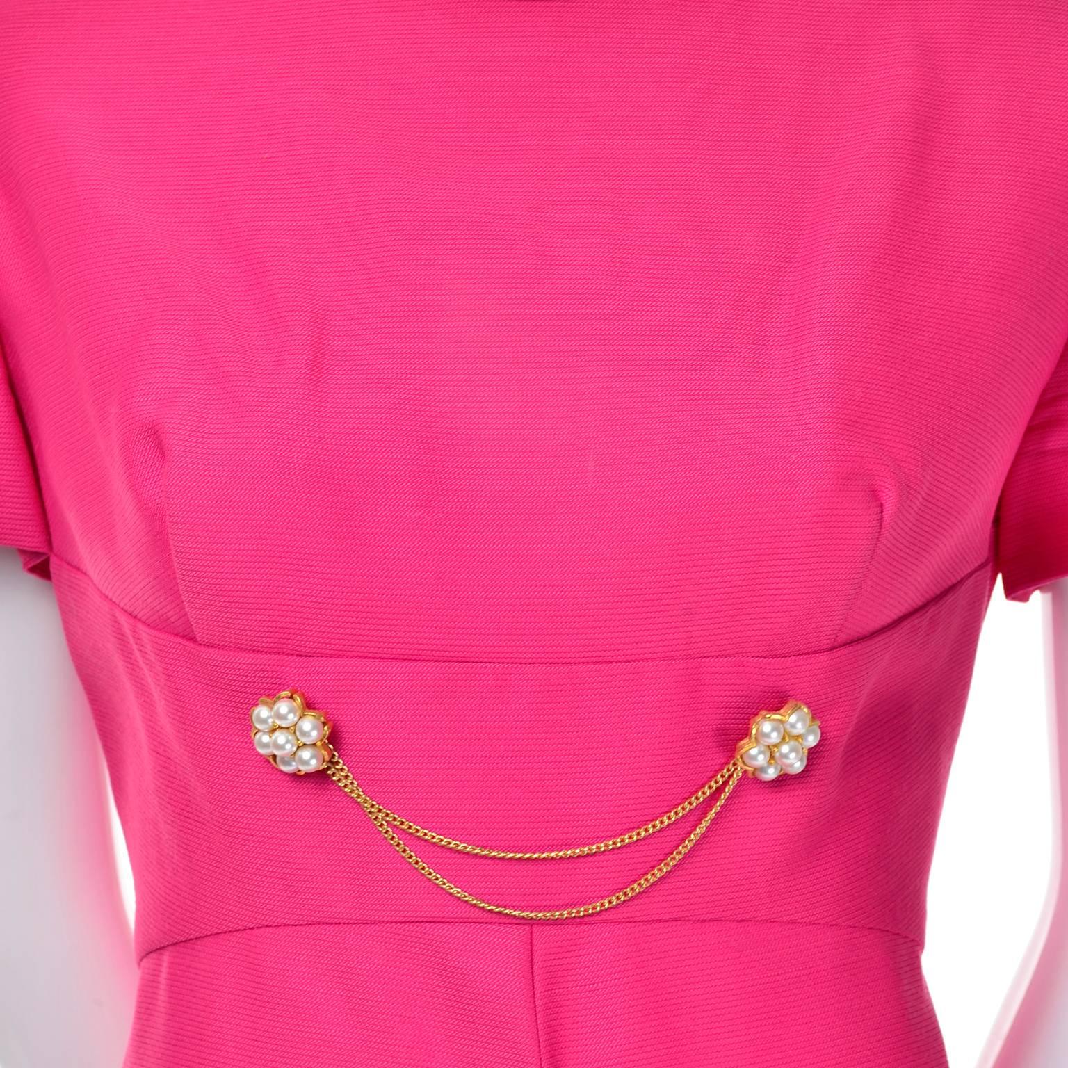 Women's 1960s Emma Domb Pink Dress and Coat Suit Ensemble Excellent Condition