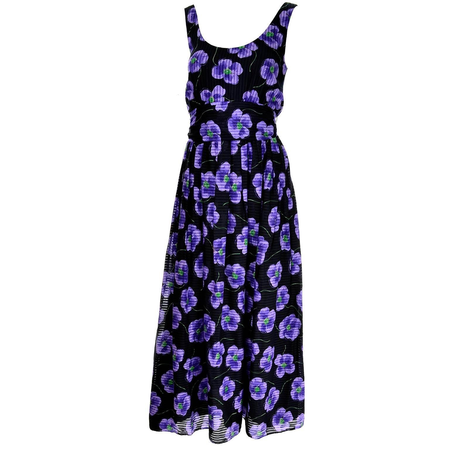 Anthony Muto Vintage Purple & Black Floral Dress Size 4