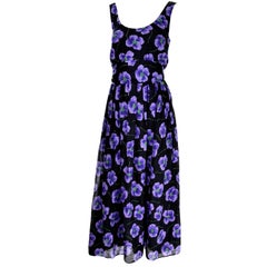 Anthony Muto - Robe à fleurs vintage violette et noire, taille 4