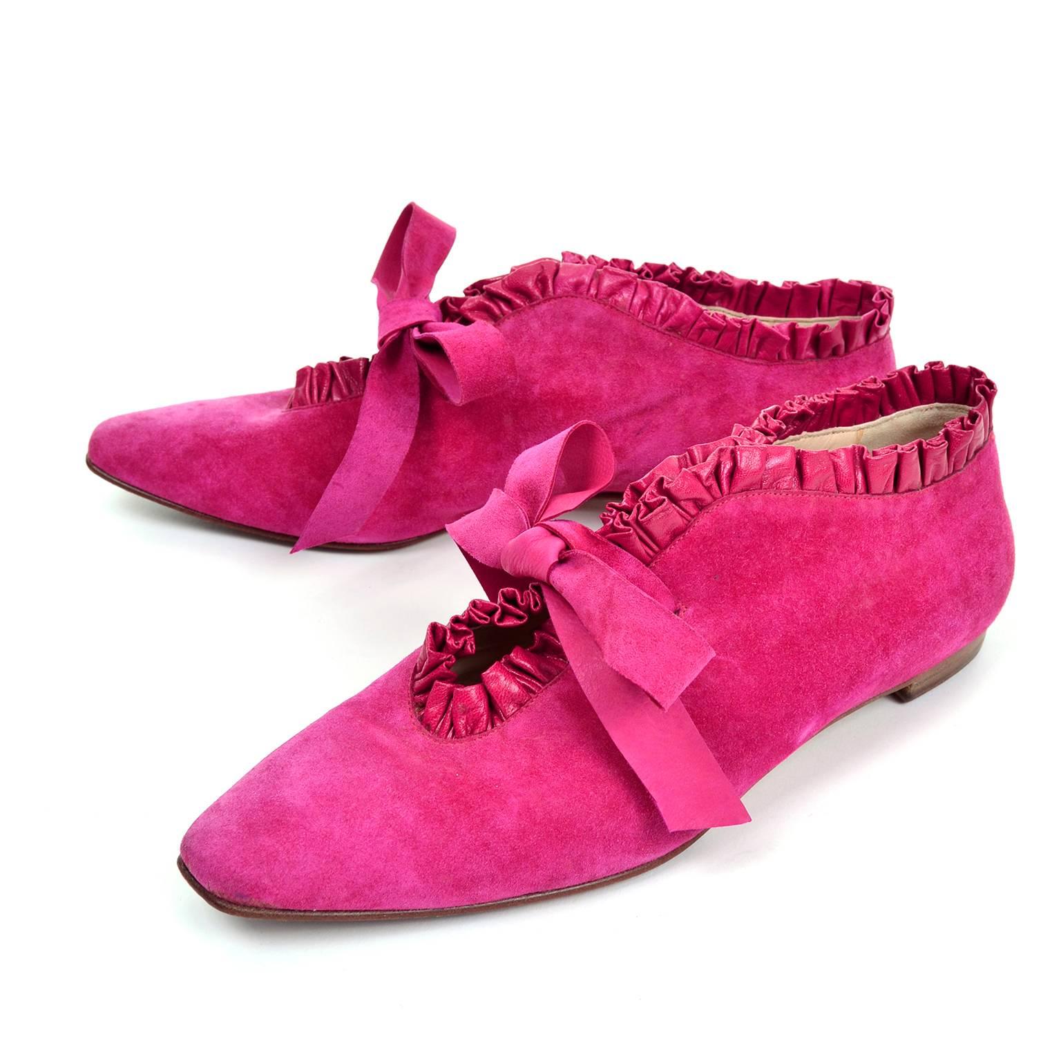 hot pink suede booties