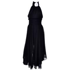 Chanel 1994 Vintage Halter Dress Asymmetrical Hemline Camellia Bolero Jacket 36 10