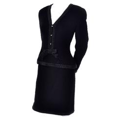 Chanel 1994 Documented Black Boucle Vintage Skirt and Jacket Suit w/ CC Buttons 11