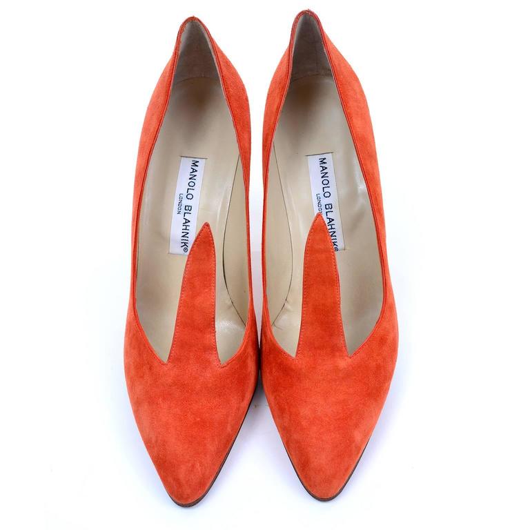 Manolo Blahnik Vintage Orange Suede Fall Shoes with Flame at 1stDibs