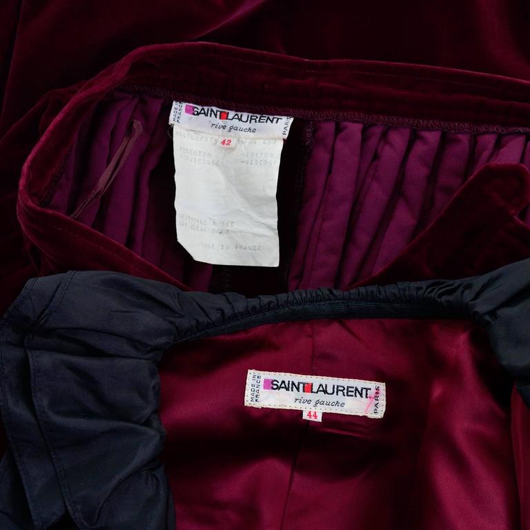 Vintage YSL Yves Saint Laurent Russian Burgundy Red Velvet Jacket and ...
