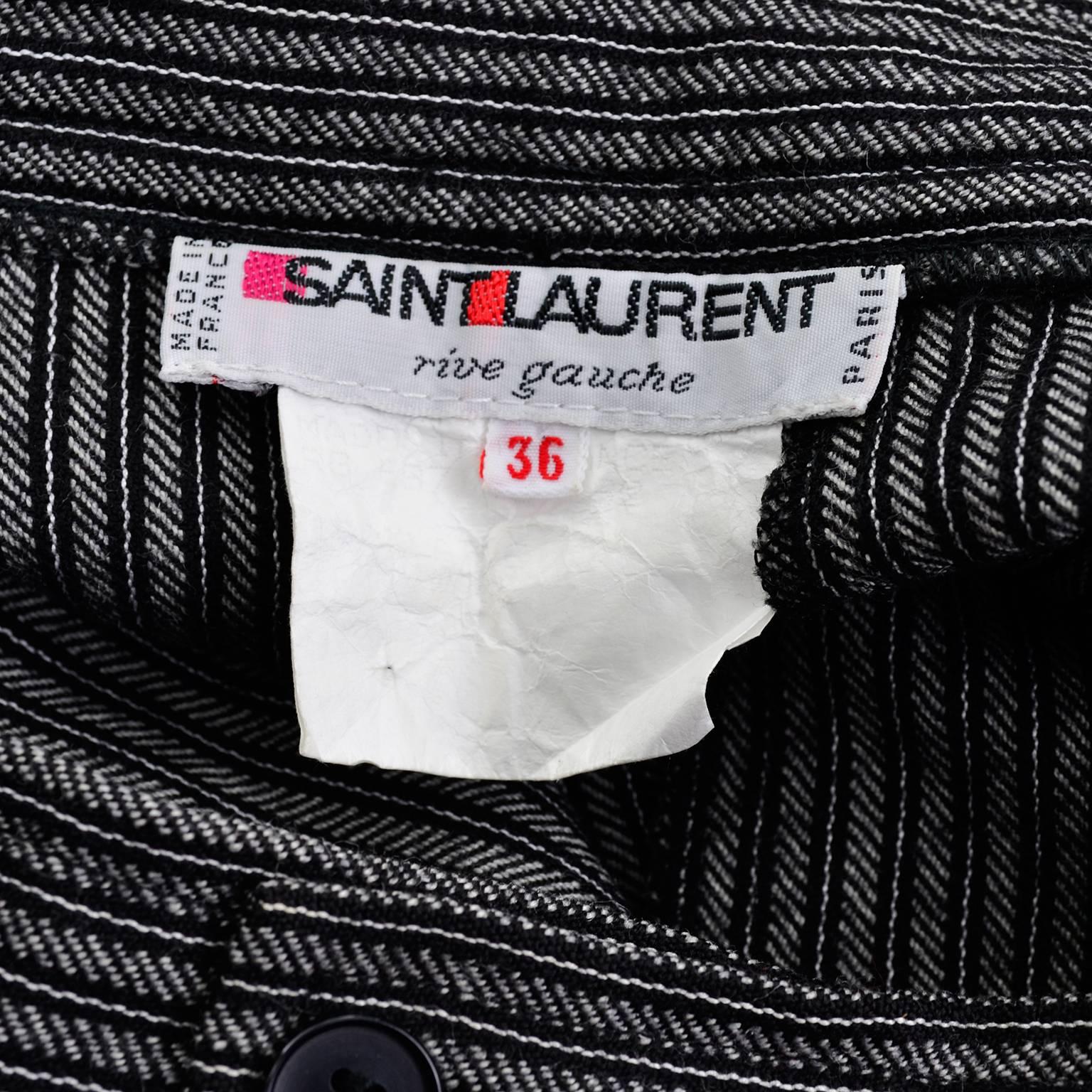 YSL Yves Saint Laurent Vintage Pinstriped Wool High Waisted Pants In Excellent Condition In Portland, OR