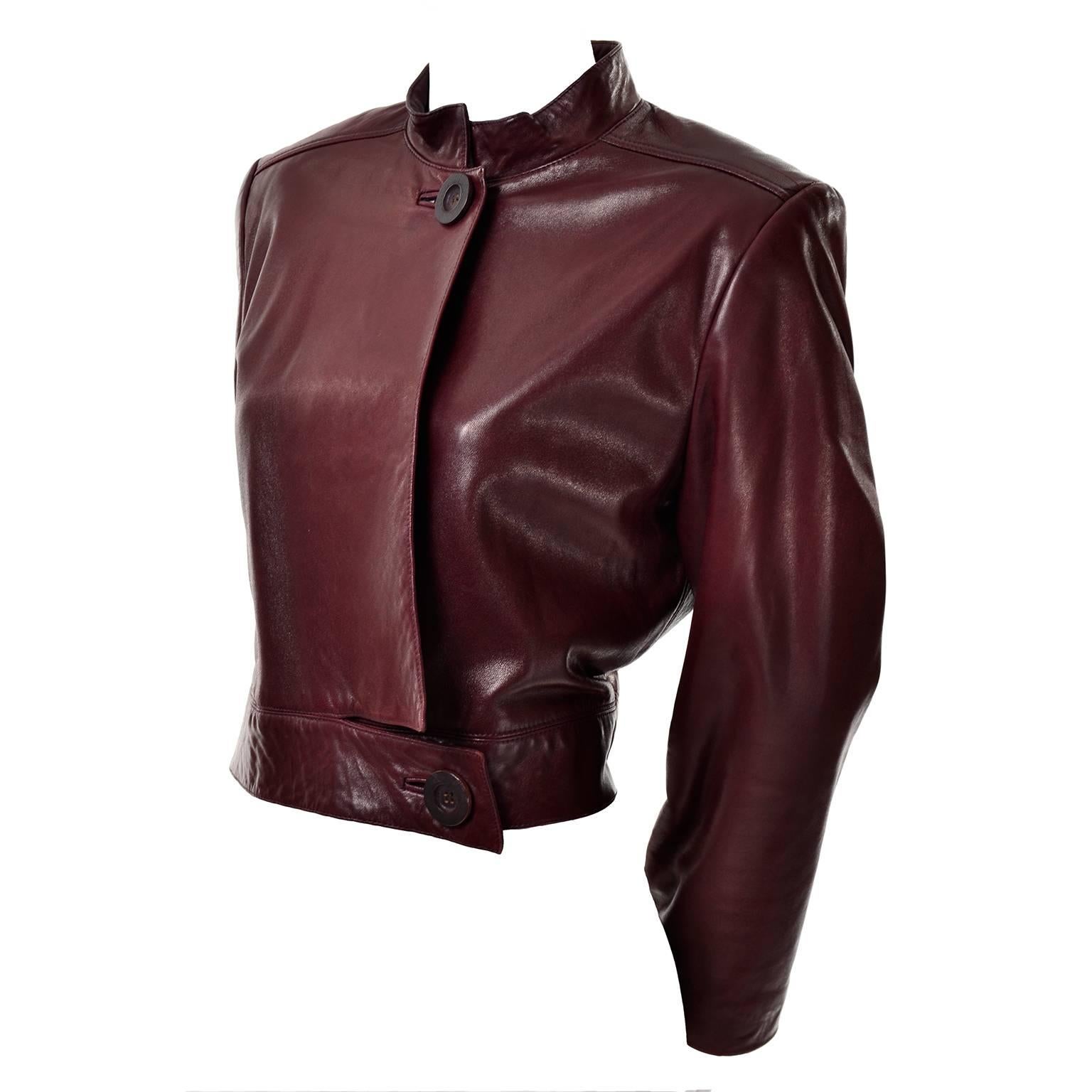 Vintage Geoffrey Beene Lambskin Short Jacket W/ Pleated Back from Neiman Marcus
