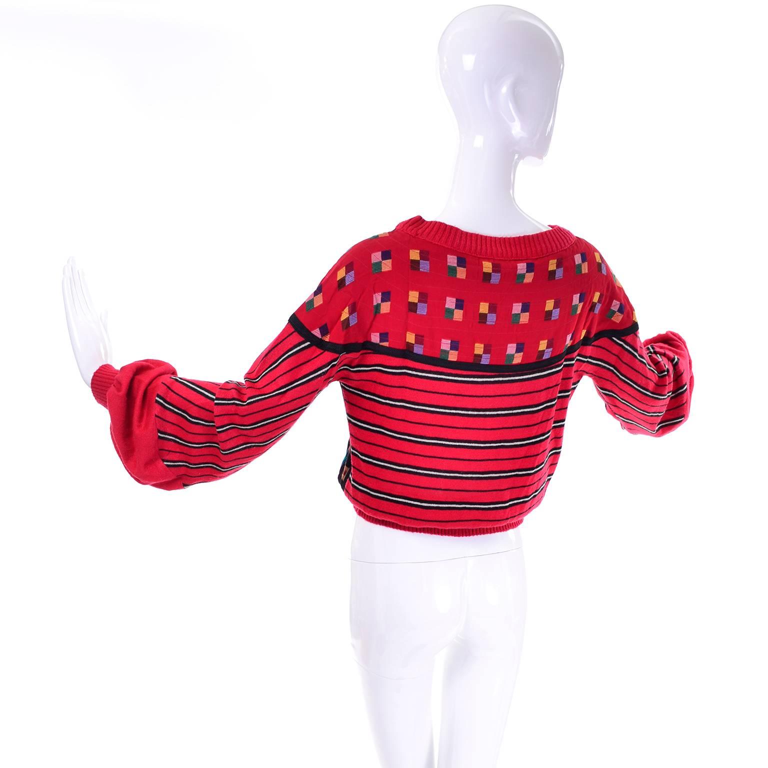 1980s Vintage Koos Van Den Akker Mixed Pattern Silk Sweater 2