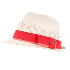 Unworn Gucci Natural Straw Fedora Hat With Orange Ribbon and Bow Medium