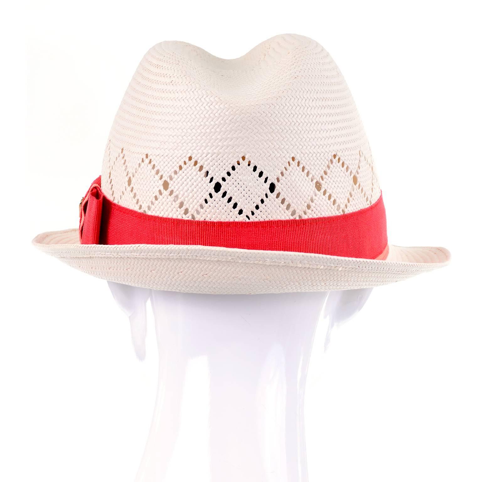 gucci straw hat with ribbon
