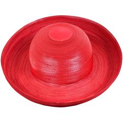 Patricia Underwood Vintage Red Leather Hat with Topstitching 11