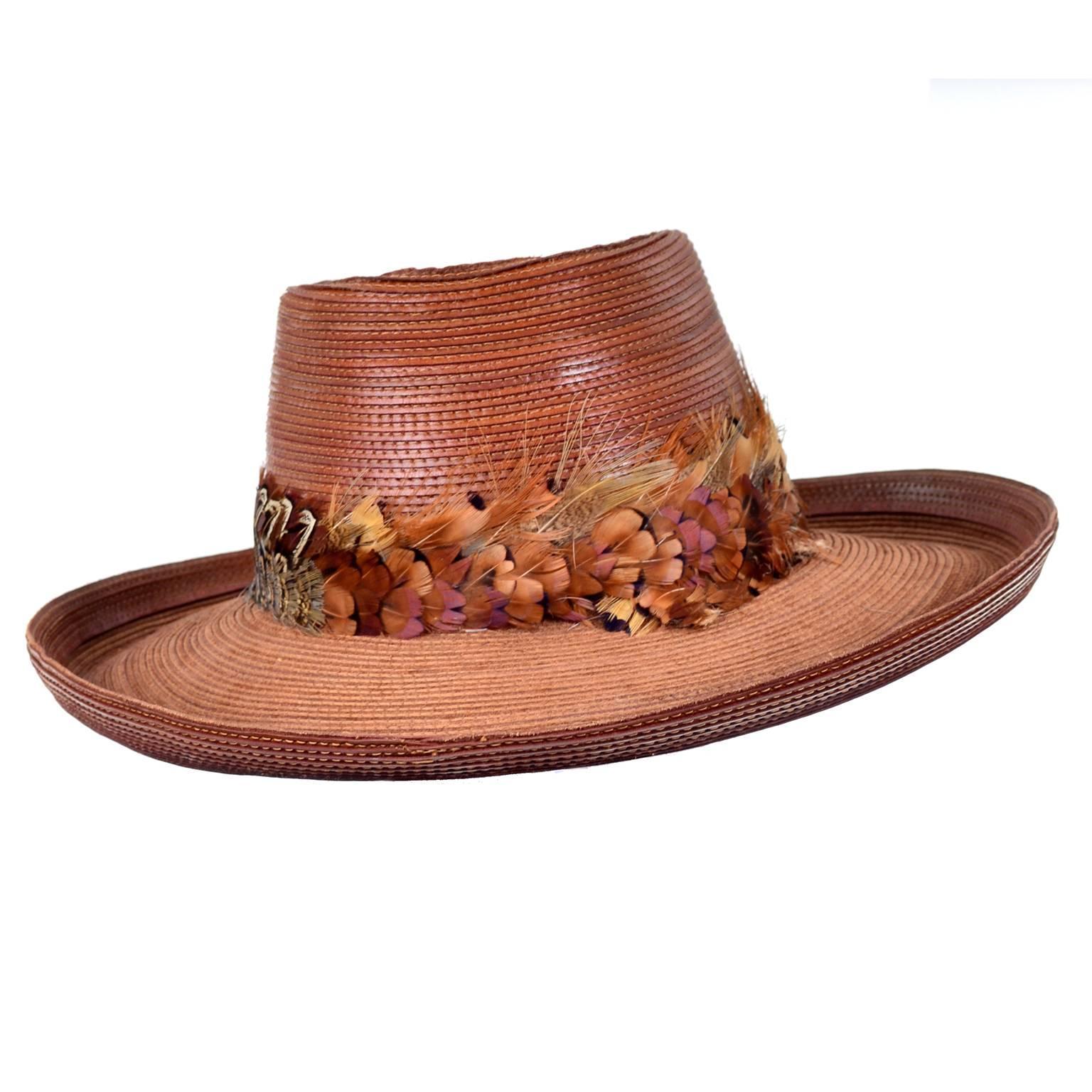 leather gambler hat